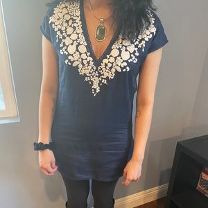 Linen Long Tunic Top with side slits